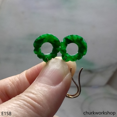 Dark green jade dangling earrings