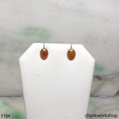 Red jade ear studs sterling silver