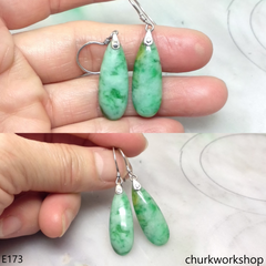 Green dangling jade earrings