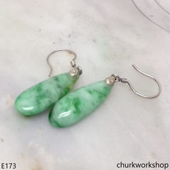 Green dangling jade earrings