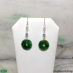 Dark green jade dangling earrings
