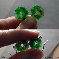 Dark green jade dangling earrings