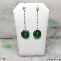 Dark green jade dangling earrings