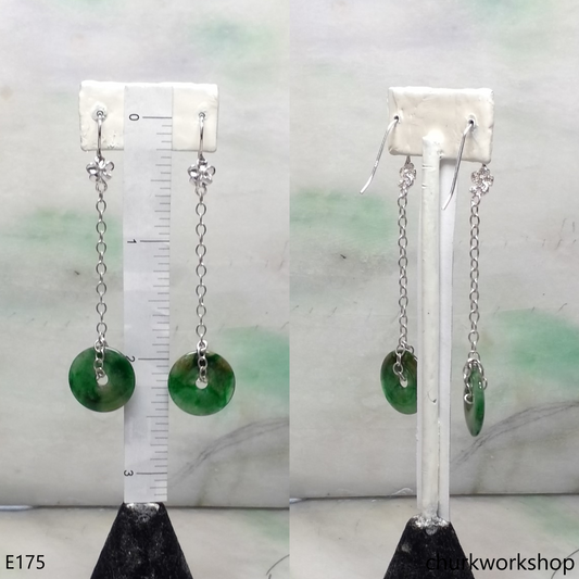 Dark green jade dangling earrings