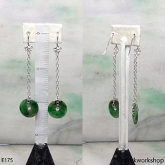 Dark green jade dangling earrings