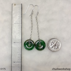 Dark green jade dangling earrings