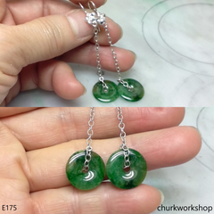 Dark green jade dangling earrings