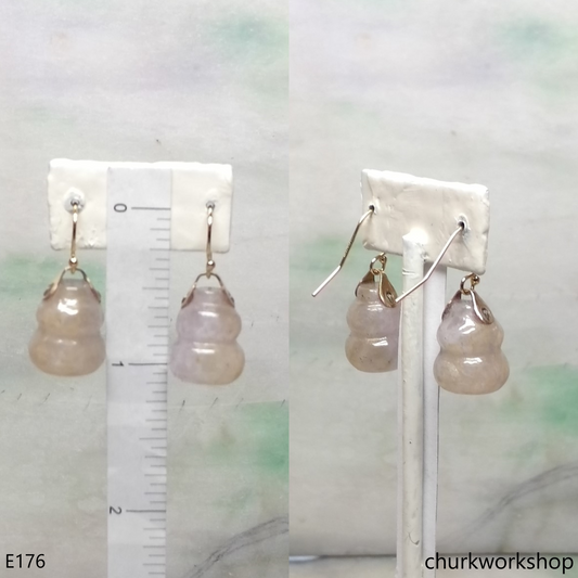 Pale lavender jade gourd ear hooks