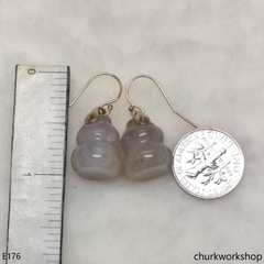 Pale lavender jade gourd ear hooks