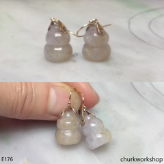 Pale lavender jade gourd ear hooks