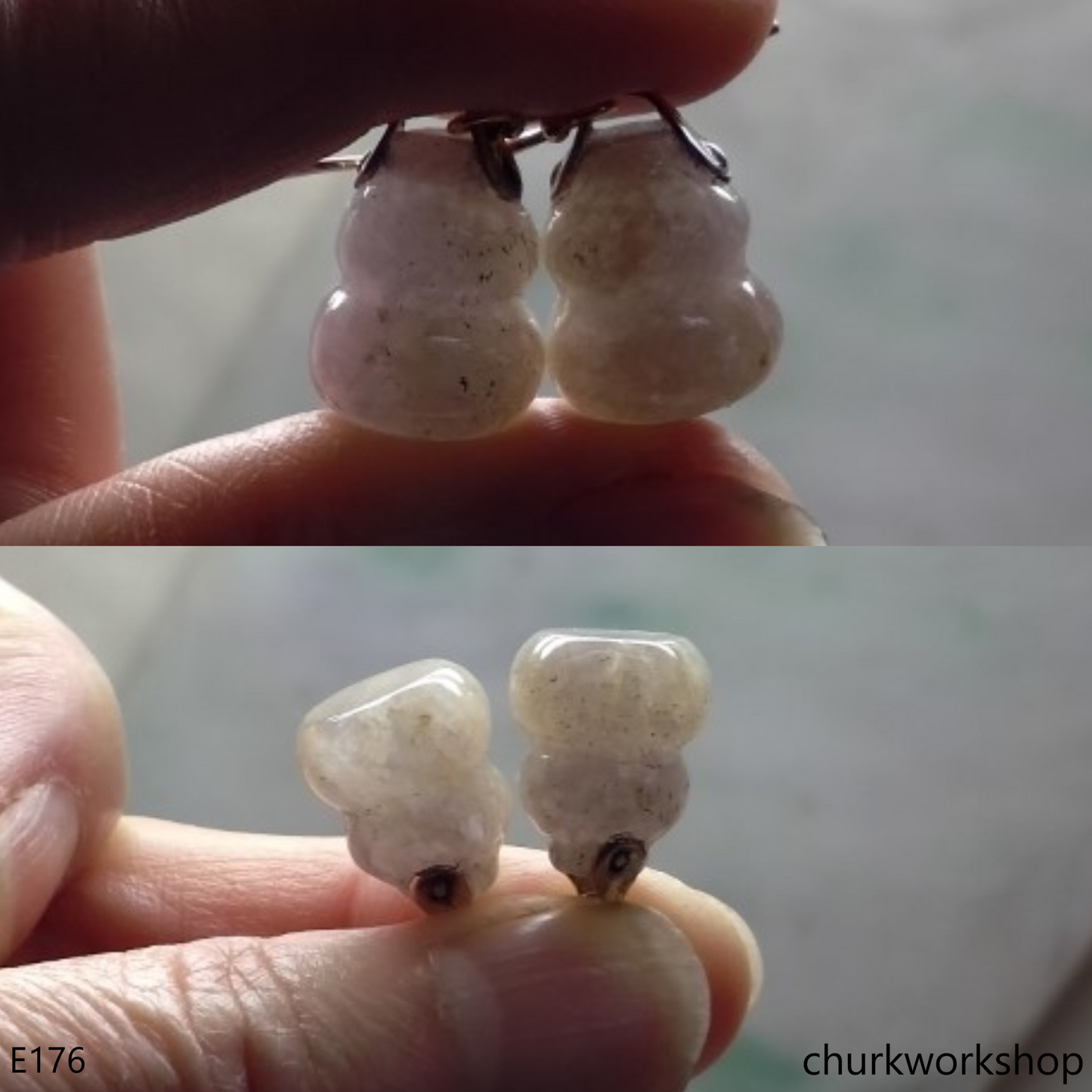 Pale lavender jade gourd ear hooks