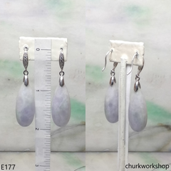 Pale lavender dangling jade earrings