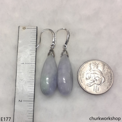Pale lavender dangling jade earrings