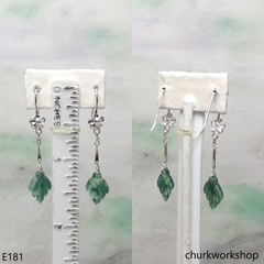 Bluish green jade leaf earrings