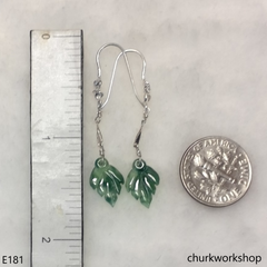 Bluish green jade leaf earrings