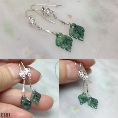 Bluish green jade leaf earrings