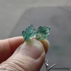Bluish green jade leaf earrings