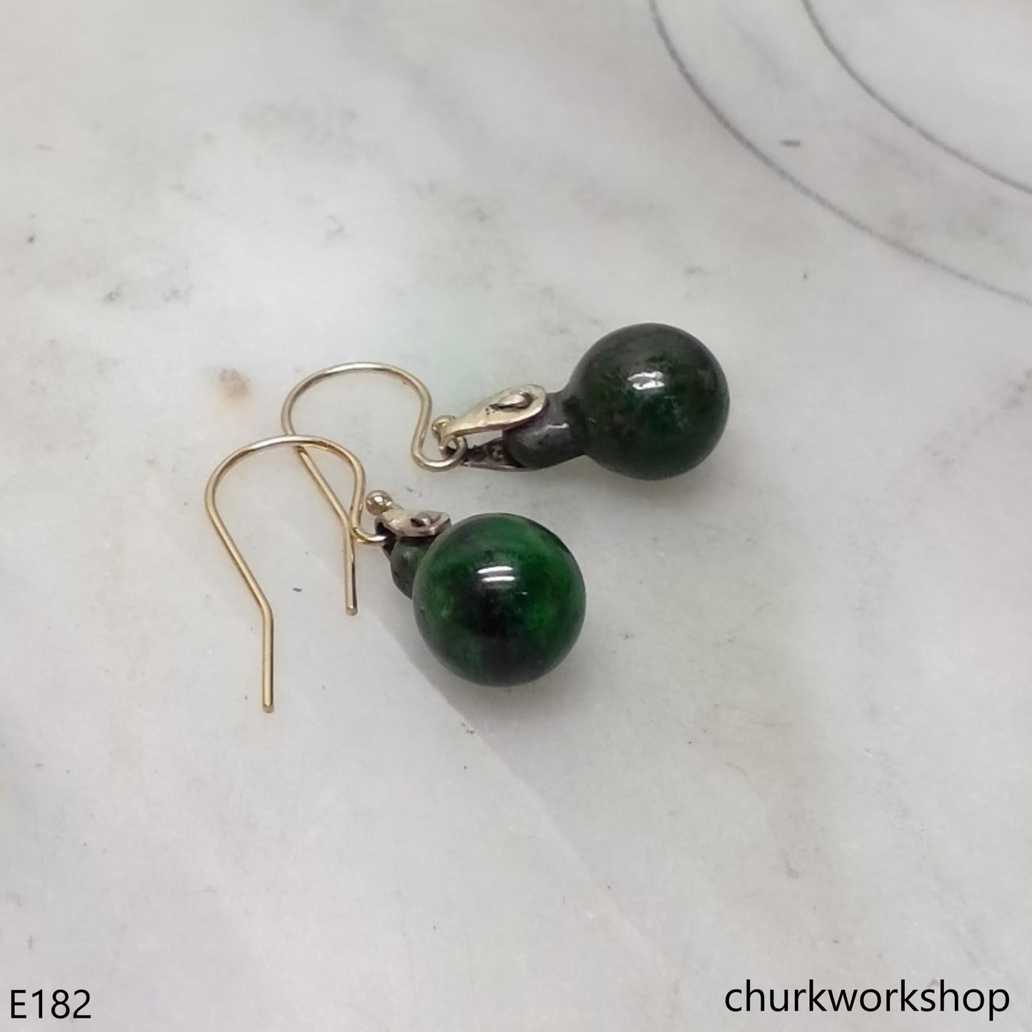 Green beads earrings