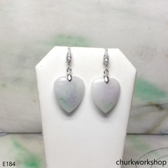 Lavender & green jade heart earrings