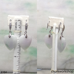 Lavender & green jade heart earrings