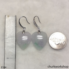 Lavender & green jade heart earrings