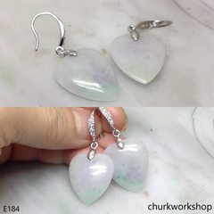 Lavender & green jade heart earrings