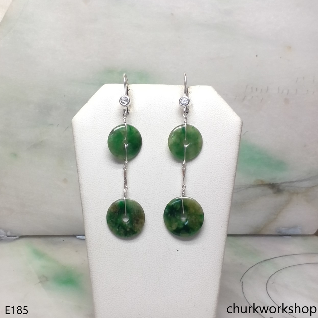 Dark green jade dangling earrings
