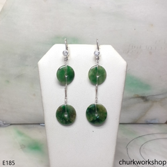 Dark green jade dangling earrings