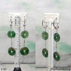 Dark green jade dangling earrings