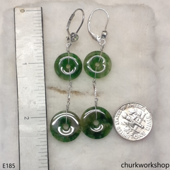 Dark green jade dangling earrings
