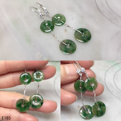 Dark green jade dangling earrings