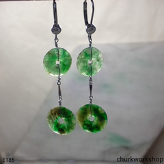 Dark green jade dangling earrings