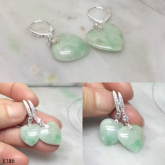 Light green jade heart earrings
