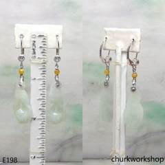 Pale green jade lily earrings