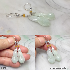 Pale green jade lily earrings