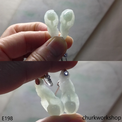 Pale green jade lily earrings