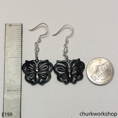 Dark green jade butterfly earrings
