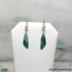 Bluish green jade leaf earrings