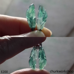 Bluish green jade leaf earrings