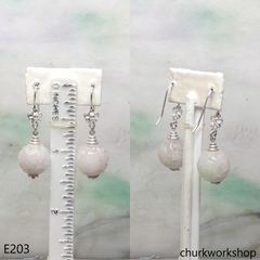 Lavender carved beads beads earrings