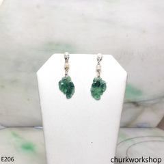 Bluish green jade leaf earrings