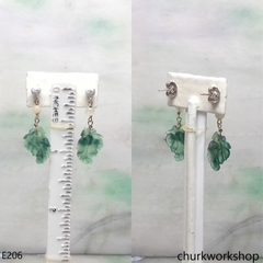 Bluish green jade leaf earrings