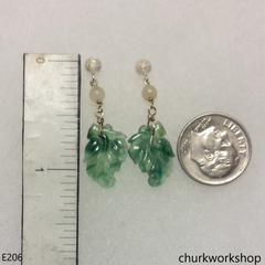 Bluish green jade leaf earrings
