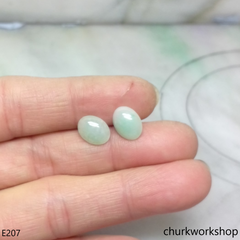 Light green jade ear studs