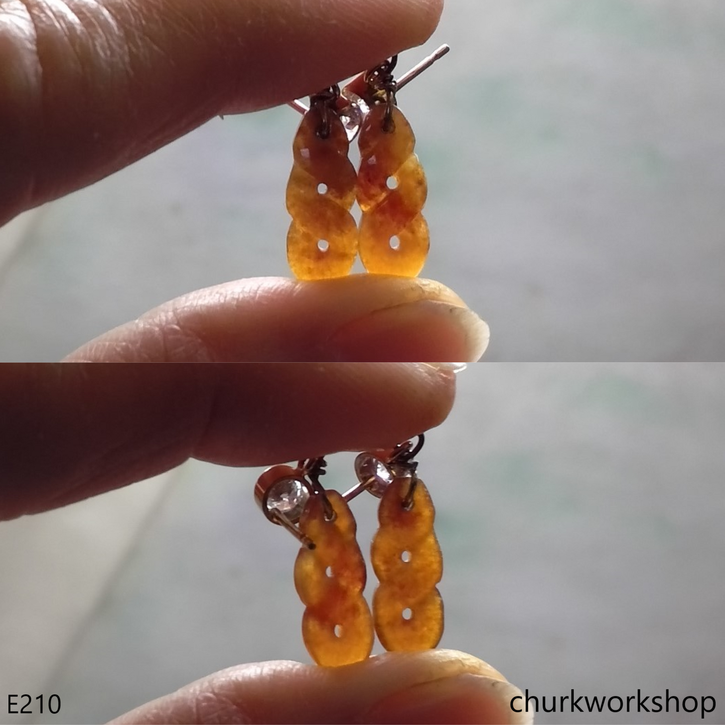 Red jade 14k yellow gold filled earrings