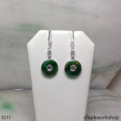 Dark green jade dangling earrings
