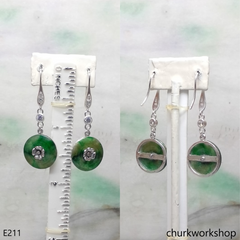 Dark green jade dangling earrings