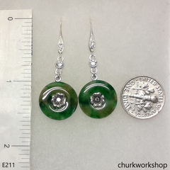 Dark green jade dangling earrings
