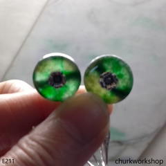 Dark green jade dangling earrings