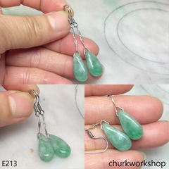 Light green jade dangling earrings